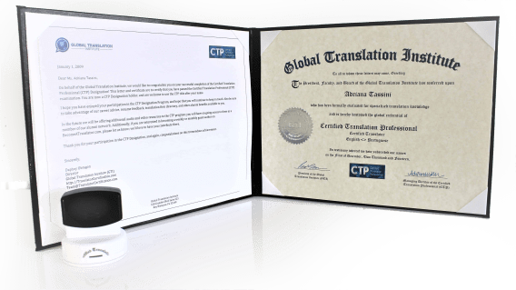 Certified Translator Certificate & Stamp